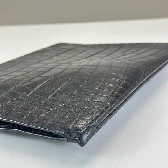 Yves Saint Laurent Black Crocodile Leather Clutch - Picture 5 of 7